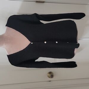 Mamouchka, Size Unknown Black Buttondown 30% Mohair V-Neck Sweater, Great Cond.